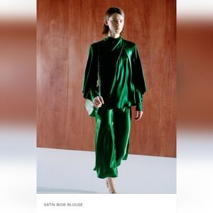 Satin bow blouse (large) satin skirt (small)